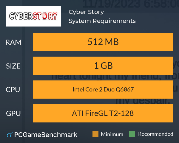 Cyber Story System Requirements PC Graph - Can I Run Cyber Story