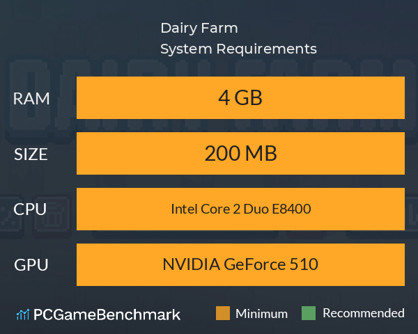 Dairy Farm System Requirements PC Graph - Can I Run Dairy Farm