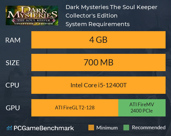 Dark Mysteries: The Soul Keeper Collector's Edition System Requirements PC Graph - Can I Run Dark Mysteries: The Soul Keeper Collector's Edition