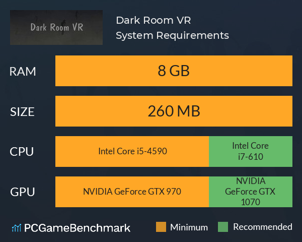 Dark Room VR System Requirements PC Graph - Can I Run Dark Room VR