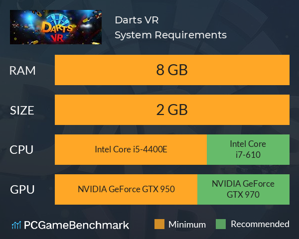 Darts VR System Requirements PC Graph - Can I Run Darts VR