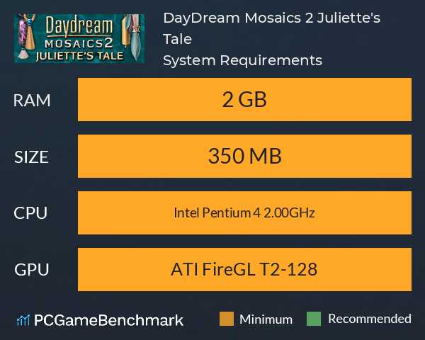 DayDream Mosaics 2: Juliette's Tale System Requirements PC Graph - Can I Run DayDream Mosaics 2: Juliette's Tale