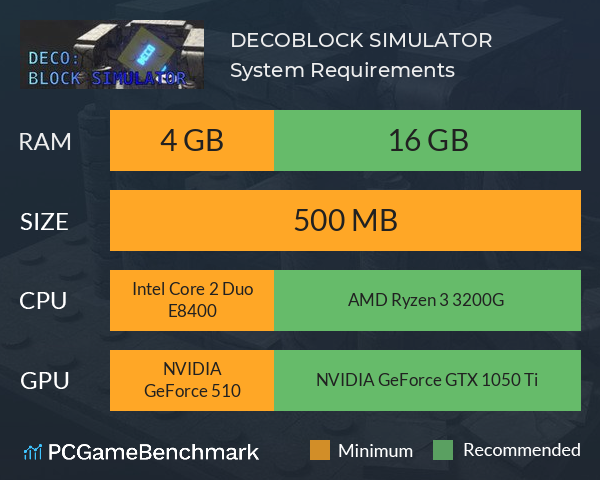 DECO:BLOCK SIMULATOR System Requirements PC Graph - Can I Run DECO:BLOCK SIMULATOR