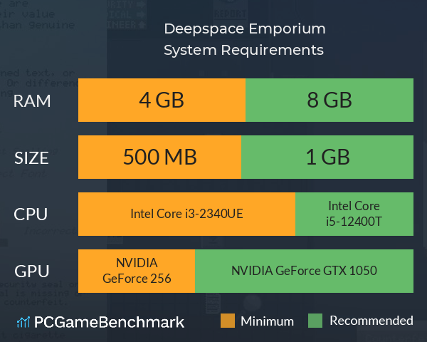 Deepspace Emporium System Requirements PC Graph - Can I Run Deepspace Emporium