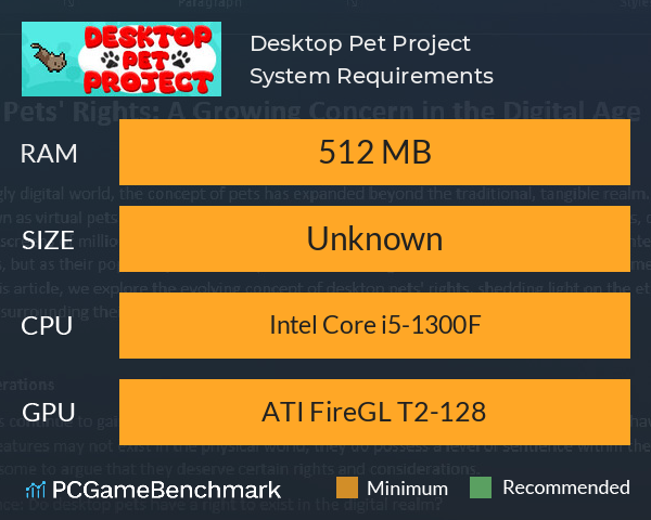 Desktop Pet Project System Requirements PC Graph - Can I Run Desktop Pet Project