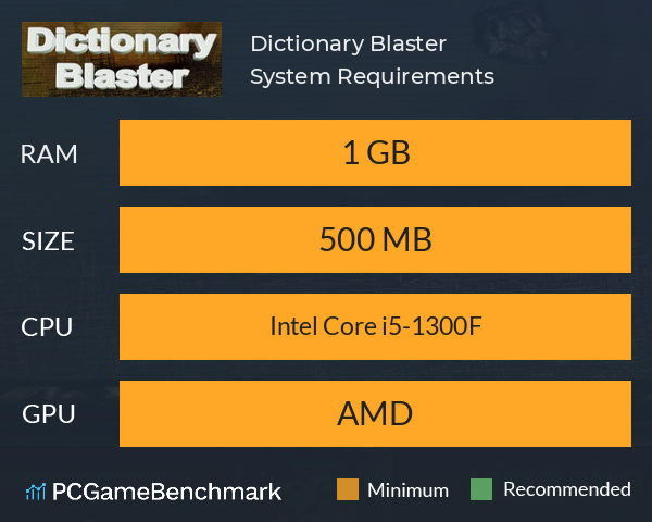 Dictionary Blaster System Requirements PC Graph - Can I Run Dictionary Blaster