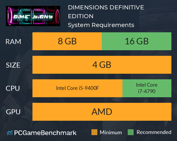 DIMENSIONS: DEFINITIVE EDITION System Requirements PC Graph - Can I Run DIMENSIONS: DEFINITIVE EDITION