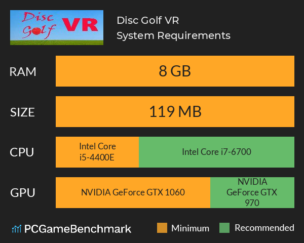 Disc Golf VR System Requirements PC Graph - Can I Run Disc Golf VR