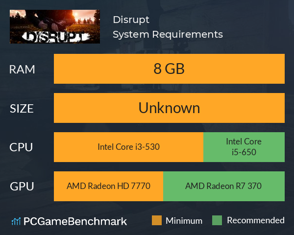 Disrupt System Requirements PC Graph - Can I Run Disrupt