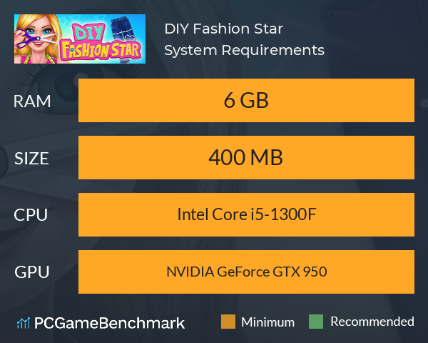 DIY Fashion Star System Requirements PC Graph - Can I Run DIY Fashion Star