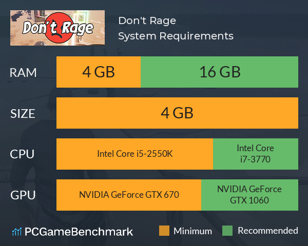 Don't Rage System Requirements PC Graph - Can I Run Don't Rage