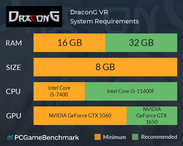 DraconG VR System Requirements PC Graph - Can I Run DraconG VR