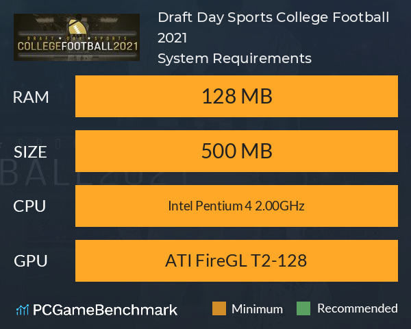 Draft Day Sports: College Football 2021 System Requirements PC Graph - Can I Run Draft Day Sports: College Football 2021