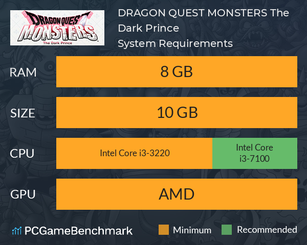 DRAGON QUEST MONSTERS: The Dark Prince System Requirements PC Graph - Can I Run DRAGON QUEST MONSTERS: The Dark Prince