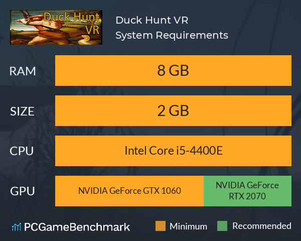 Duck Hunt VR System Requirements PC Graph - Can I Run Duck Hunt VR