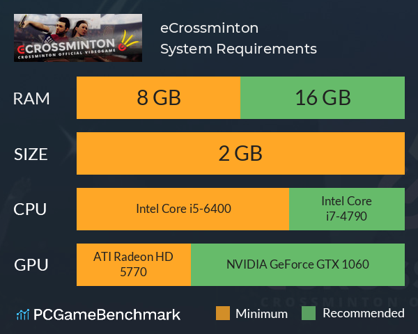 eCrossminton System Requirements PC Graph - Can I Run eCrossminton