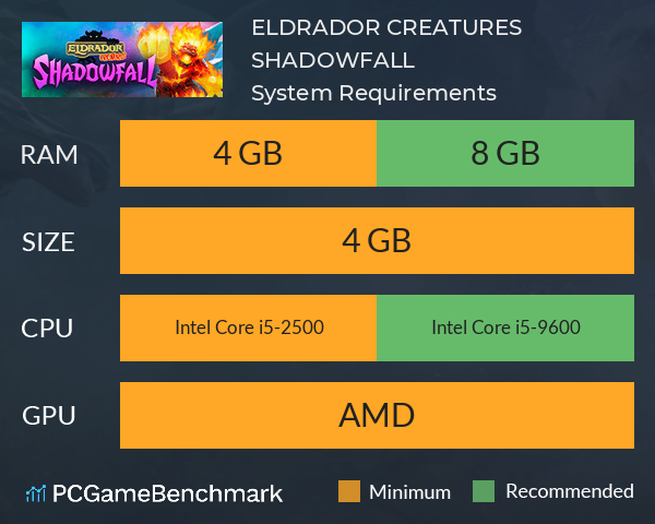 ELDRADOR® CREATURES SHADOWFALL System Requirements PC Graph - Can I Run ELDRADOR® CREATURES SHADOWFALL