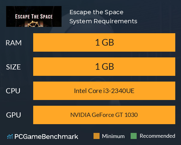 Escape the Space! System Requirements PC Graph - Can I Run Escape the Space!