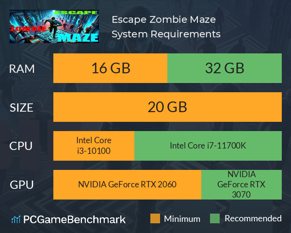 Escape: Zombie Maze System Requirements PC Graph - Can I Run Escape: Zombie Maze