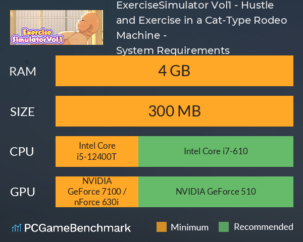 ExerciseSimulator Vol.1 - Hustle and Exercise in a Cat-Type Rodeo Machine - System Requirements PC Graph - Can I Run ExerciseSimulator Vol.1 - Hustle and Exercise in a Cat-Type Rodeo Machine -