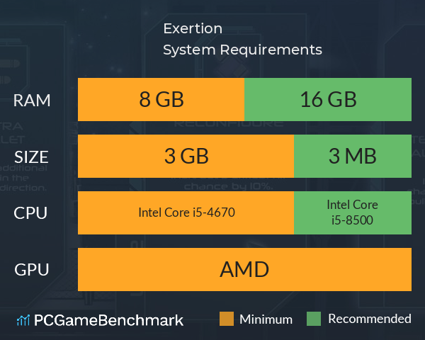 Exertion System Requirements PC Graph - Can I Run Exertion