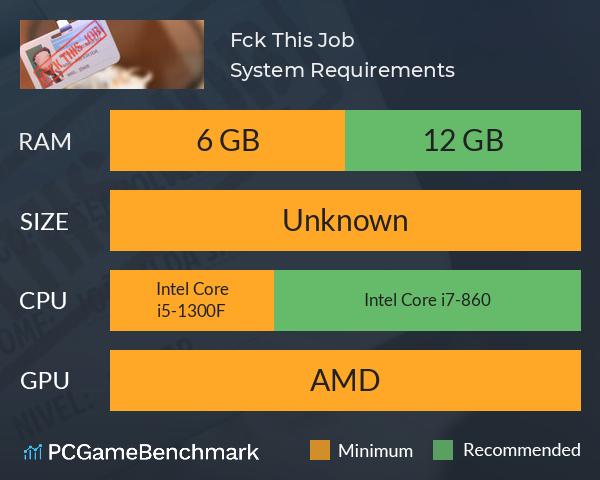 F*ck This Job System Requirements PC Graph - Can I Run F*ck This Job