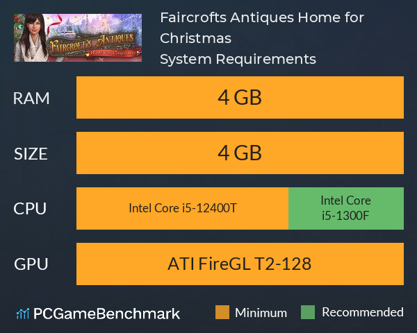 Faircroft’s Antiques: Home for Christmas System Requirements PC Graph - Can I Run Faircroft’s Antiques: Home for Christmas