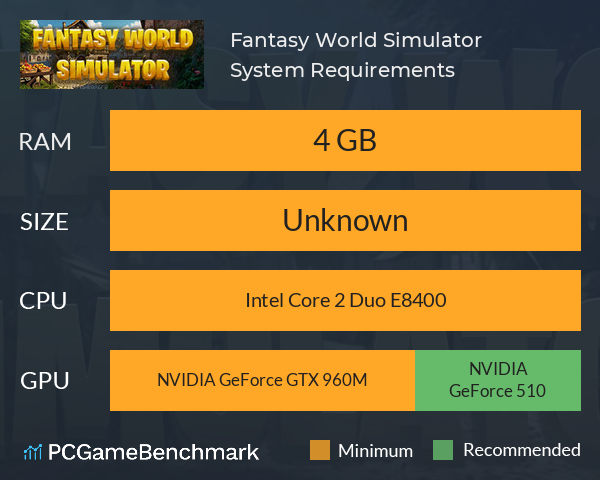 Fantasy World Simulator System Requirements PC Graph - Can I Run Fantasy World Simulator