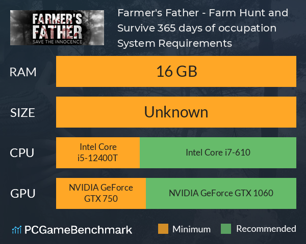 Farmer's Father - Farm, Hunt and Survive 365 days of occupation System Requirements PC Graph - Can I Run Farmer's Father - Farm, Hunt and Survive 365 days of occupation