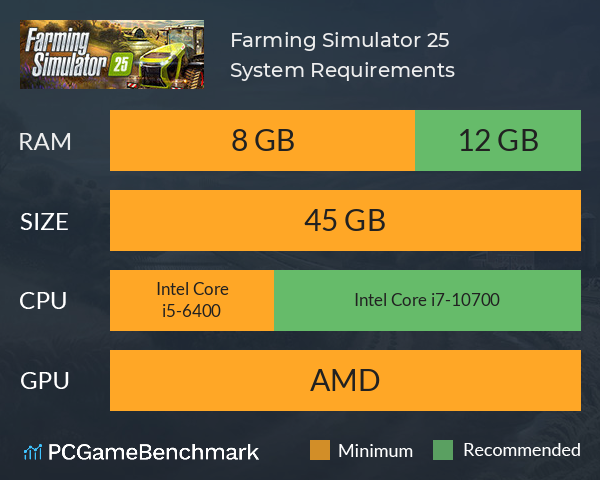 Farming Simulator 25 System Requirements PC Graph - Can I Run Farming Simulator 25