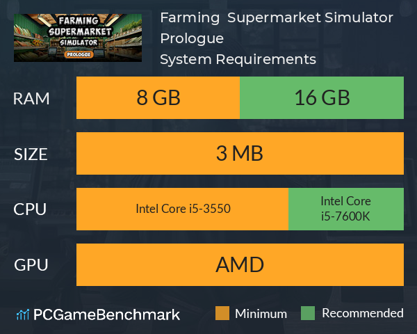 Farming & Supermarket Simulator: Prologue System Requirements PC Graph - Can I Run Farming & Supermarket Simulator: Prologue