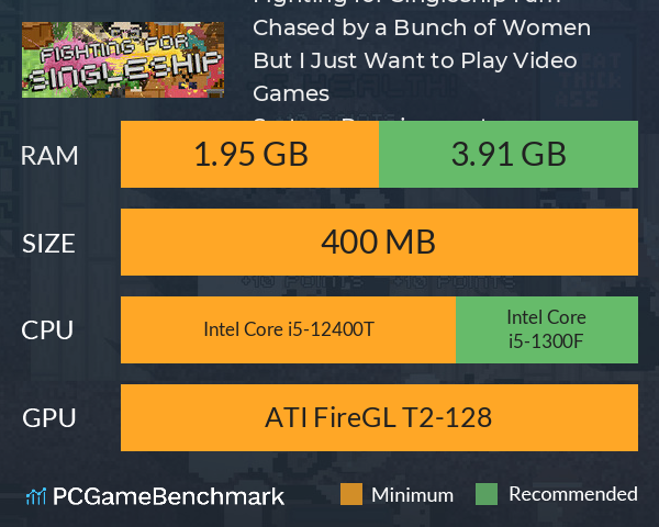 Fighting for Singleship: I am Chased by a Bunch of Women But I Just Want to Play Video Games System Requirements PC Graph - Can I Run Fighting for Singleship: I am Chased by a Bunch of Women But I Just Want to Play Video Games