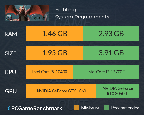 Fighting System Requirements PC Graph - Can I Run Fighting