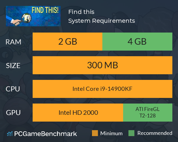 Find this! System Requirements PC Graph - Can I Run Find this!