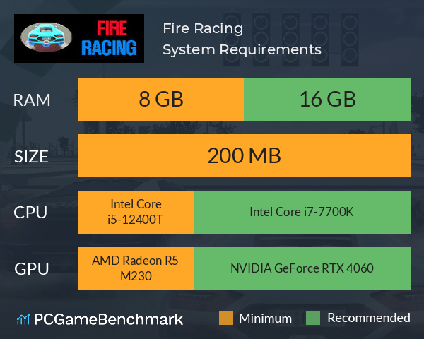 Fire Racing System Requirements PC Graph - Can I Run Fire Racing