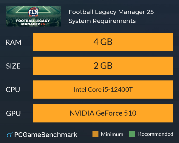 Football Legacy Manager 25 System Requirements PC Graph - Can I Run Football Legacy Manager 25