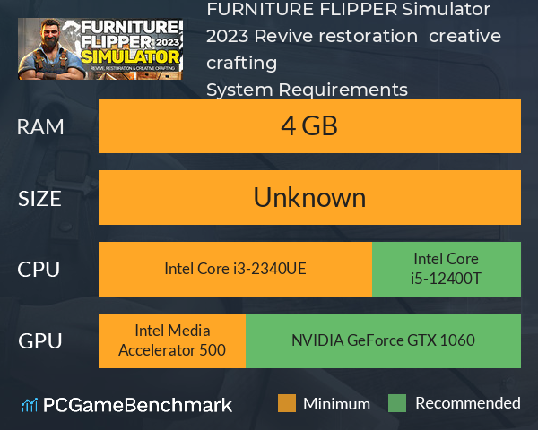 FURNITURE FLIPPER Simulator 2023: Revive, restoration & creative crafting System Requirements PC Graph - Can I Run FURNITURE FLIPPER Simulator 2023: Revive, restoration & creative crafting