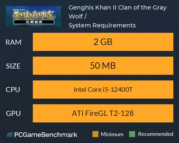 Genghis Khan Ii Clan Of The Gray Wolf 蒼き狼と白き牝鹿 元朝秘史 System Requirements Can I Run It Pcgamebenchmark