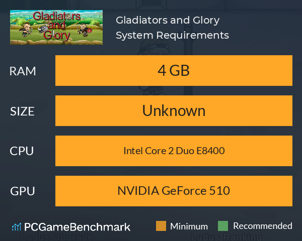 Gladiators and Glory System Requirements PC Graph - Can I Run Gladiators and Glory