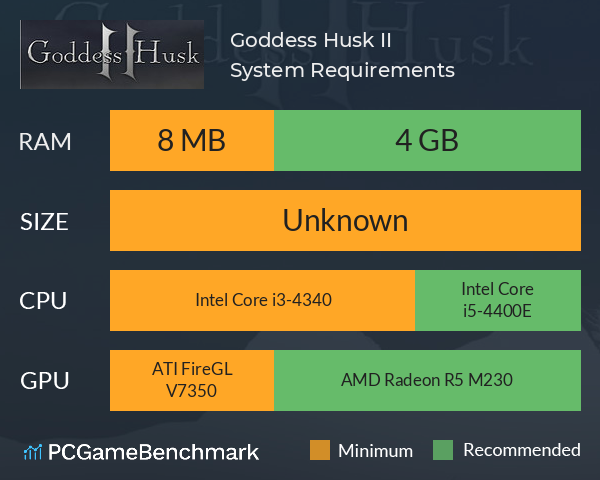 Goddess Husk II System Requirements PC Graph - Can I Run Goddess Husk II