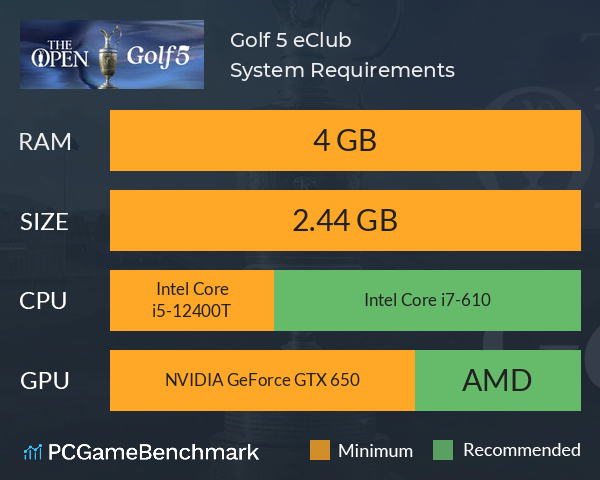 Golf 5 eClub System Requirements PC Graph - Can I Run Golf 5 eClub