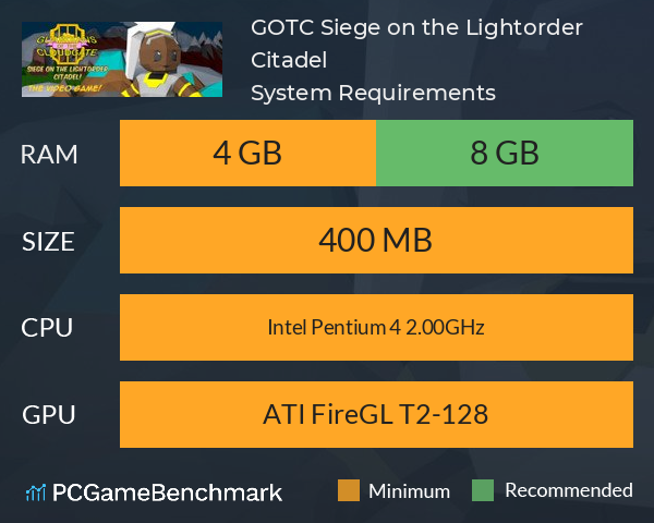 GOTC: Siege on the Lightorder Citadel System Requirements PC Graph - Can I Run GOTC: Siege on the Lightorder Citadel