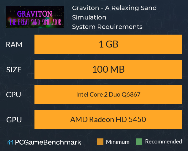 Graviton - A Relaxing Sand Simulation System Requirements PC Graph - Can I Run Graviton - A Relaxing Sand Simulation