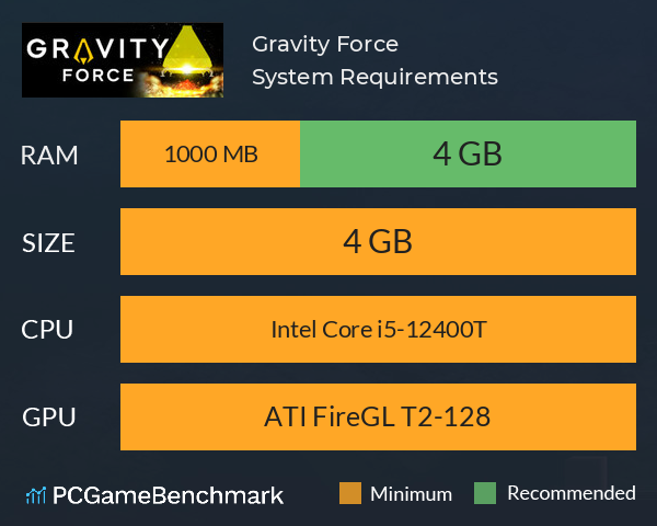 Gravity Force System Requirements PC Graph - Can I Run Gravity Force