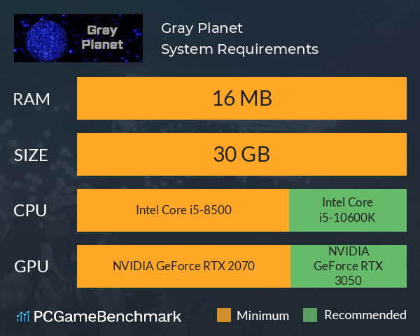 Gray Planet System Requirements PC Graph - Can I Run Gray Planet