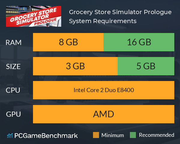 Grocery Store Simulator: Prologue System Requirements PC Graph - Can I Run Grocery Store Simulator: Prologue