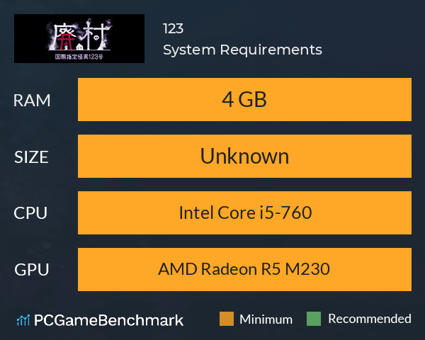 国際指定怪異123号 廃村 System Requirements PC Graph - Can I Run 国際指定怪異123号 廃村