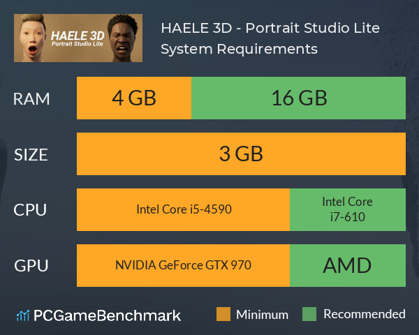 HAELE 3D - Portrait Studio Lite System Requirements PC Graph - Can I Run HAELE 3D - Portrait Studio Lite