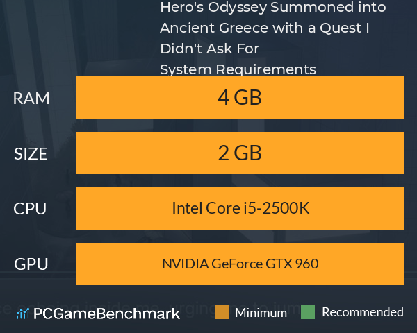 Hero's Odyssey: Summoned into Ancient Greece with a Quest I Didn't Ask For! System Requirements PC Graph - Can I Run Hero's Odyssey: Summoned into Ancient Greece with a Quest I Didn't Ask For!