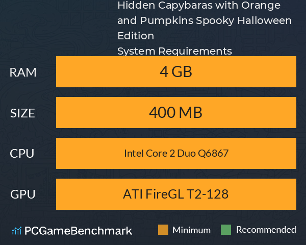 Hidden Capybaras with Orange and Pumpkins: Spooky Halloween Edition System Requirements PC Graph - Can I Run Hidden Capybaras with Orange and Pumpkins: Spooky Halloween Edition